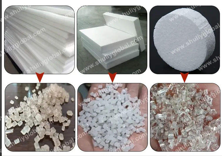 Plastic foam processing into plastic particles