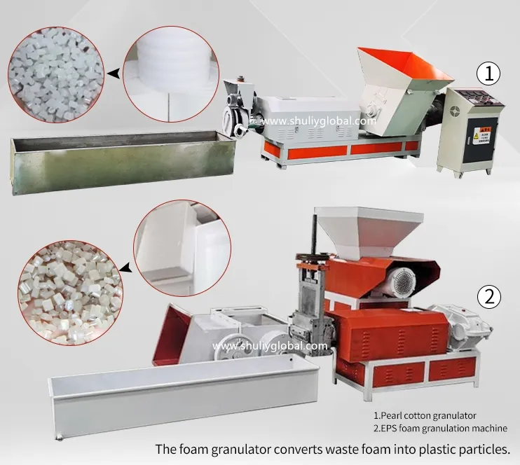 Plastic foam recycling machine